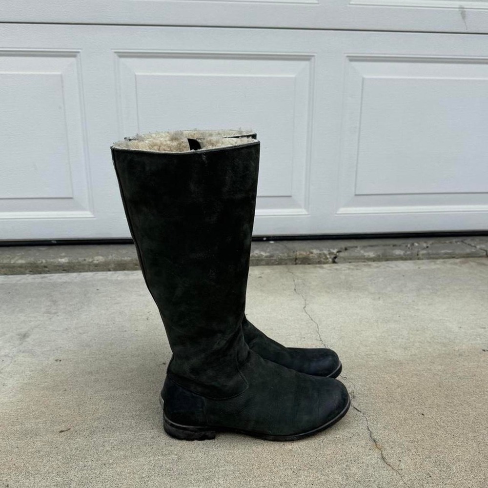 DARK GREEN UGG BROOME SUEDE RIDING BOOTS